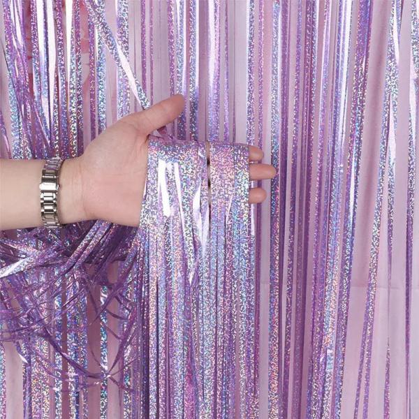 Multi Color Glitter laser foil curtain Wall Mounted Festival Decoration Featuring PET