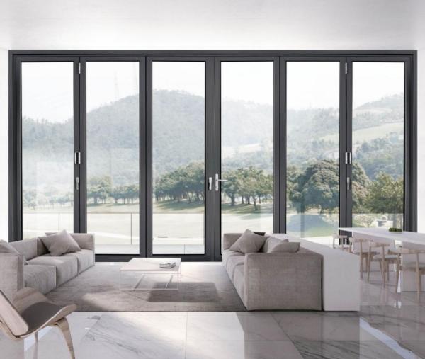 Customizable House Aluminum Folding Door Laminated Glass With Lockable Handle