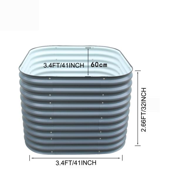 Oval jardim exterior levantado caixa de plantação de metal galvanizado levantado kits de cama 3.4 * 3.4 * 2.66 Ft