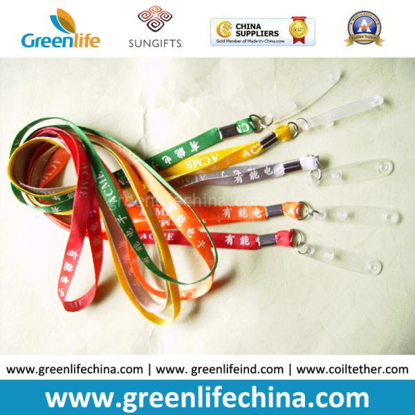 Non-breakaway polyester lanyard with steel lobster claw hook in custom colors