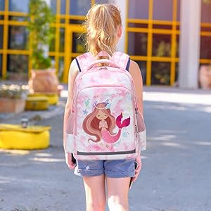 Polyester Kids School Backpack Mermaid School Bag Three Pieces Set