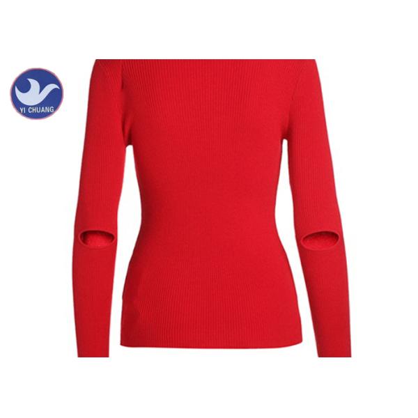 Classic Long Sleeves Turtle Neck Knitted Jumper Elbow Slit Ribbed Knitwear Anti - Shrink