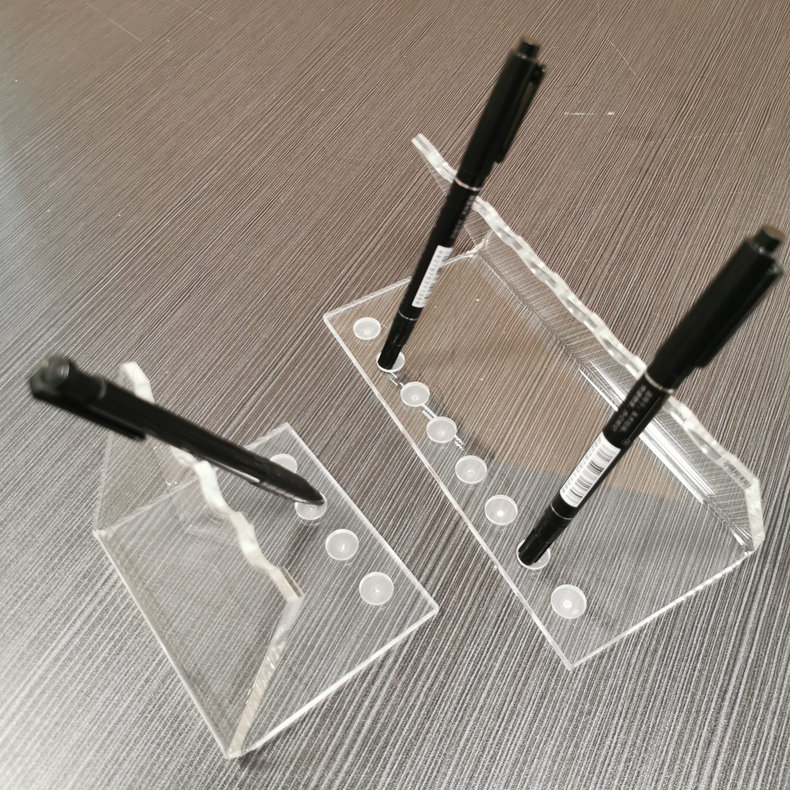 Compact Clear Acrylic Pen Holder Display Multi Hole Tabletop Mount