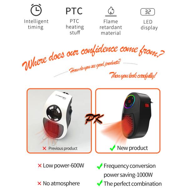 0.5kg Plug-in Wall Heater Portable Electric Heaters for Garden Small Home Winter Warmer
