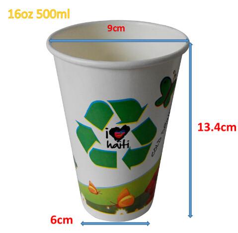 16 Ounce  Cold Paper Cups PE Coated with Food Grade Printing