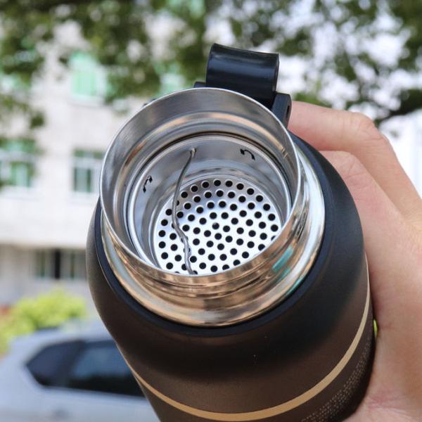 Tubules à double paroi en acier inoxydable Thermos Vacuum Drink Cup Warmer Mug Camping Eau Thé Bouteille de café avec couvercle