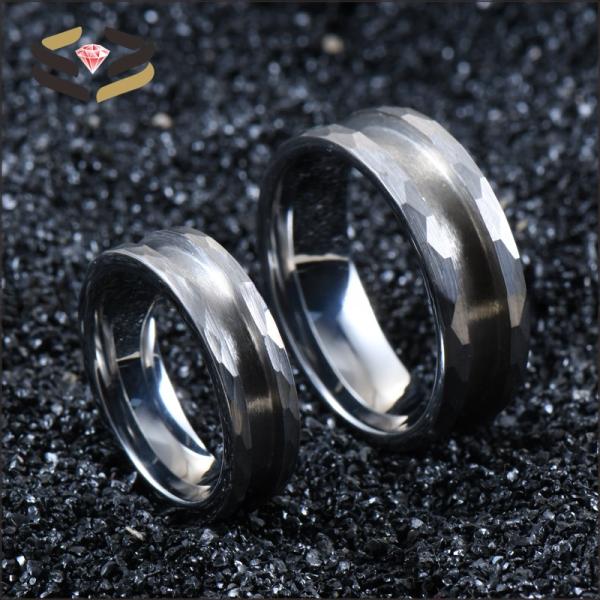 Third Party Appraisal Silver Hammered Tungsten Ring Blank Inlay Ring Cores 6mm 8mm for Men and Women