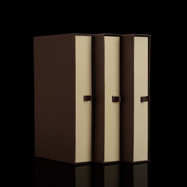 Long Wallet Drawer Box Rigid Square Paperboard with Premium Leatherette Finish Smooth Pull Out Drawer Customizable 