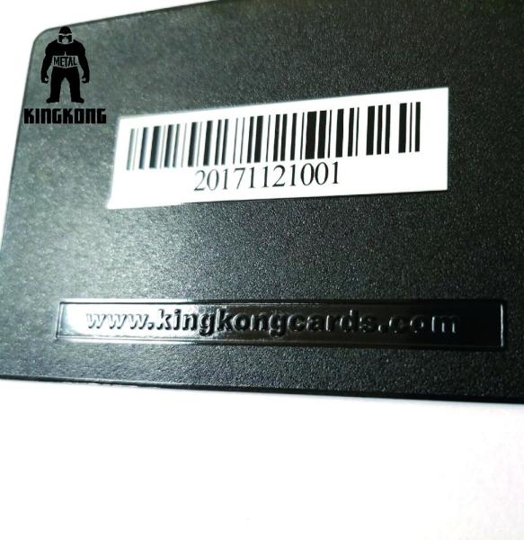 Deboss Text  Blank Metal Business Cards , Black Metallic Business Cards With Bar Code