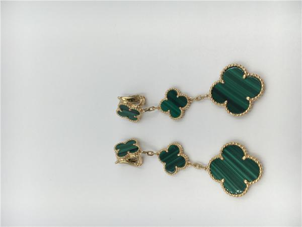 18K Gold Luxury jewe factory earrings 3 motifs malachite 18K yellow gold jewelry