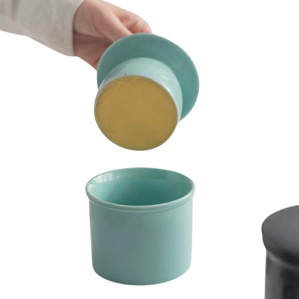 350ml 12oz Creative Embossed Ceramic Butter Bell With Custom Branding Gloss Finish