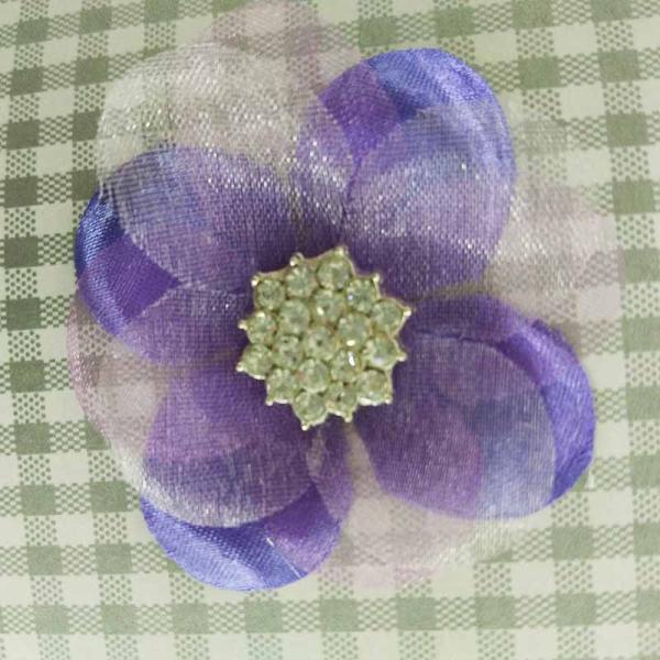 Colorful Toddler Girl Hair Accessories Satin Chiffon Individual Flowers With Diamond