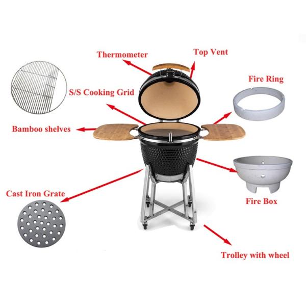 Asador De Carbon Green 13 21 23.5 Inch XL Outdoor Raclette Ceramic Egg Charcoal BBQ Grills Kamado
