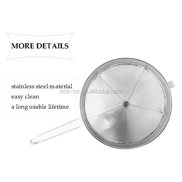 Commercial Kitchen Colander Large Strainer Coarse Mesh Fine Mesh Filter Stainless Steel China Funnel Strainer For Restau