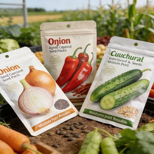 Recyclable Yellow Tomato Seed Packaging Plastic Bag with Logo Organic Degradable Moistureproof Heatresistant VMPET Material