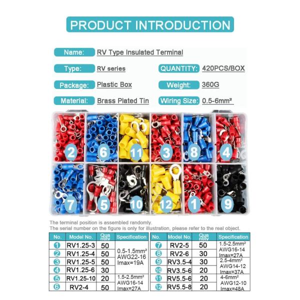 RV Type Cold Pressed Pre Insulated Terminal Block Cable Crimp Connectors O-образные