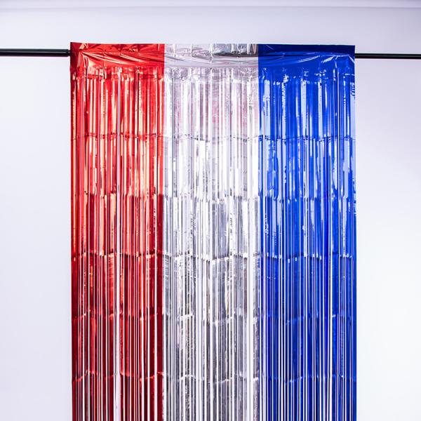 Red Silver Blue Tinsel Curtain 1 Meter 2 Meter Fringe Backdrop Curtain