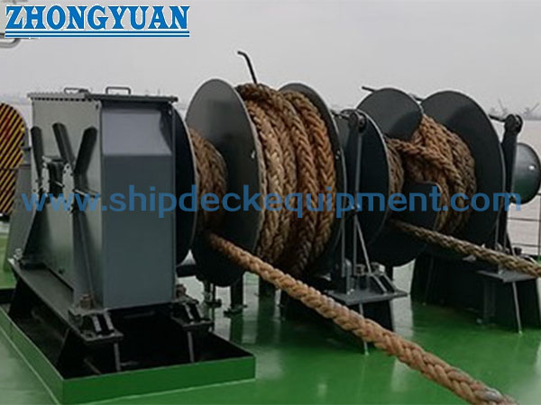 Electric Hydraulic Mooring Winch Double Drum Single Warping End