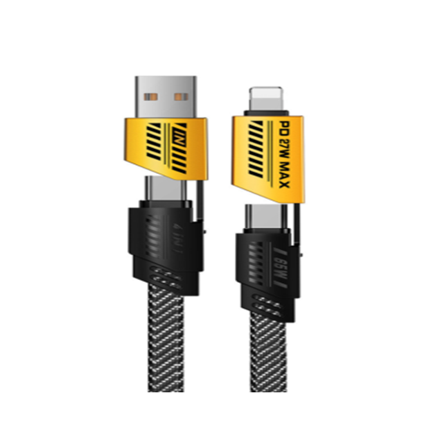 4-in-1 PD Fast Charge Nylon Braided Cable 1M Black Color Box