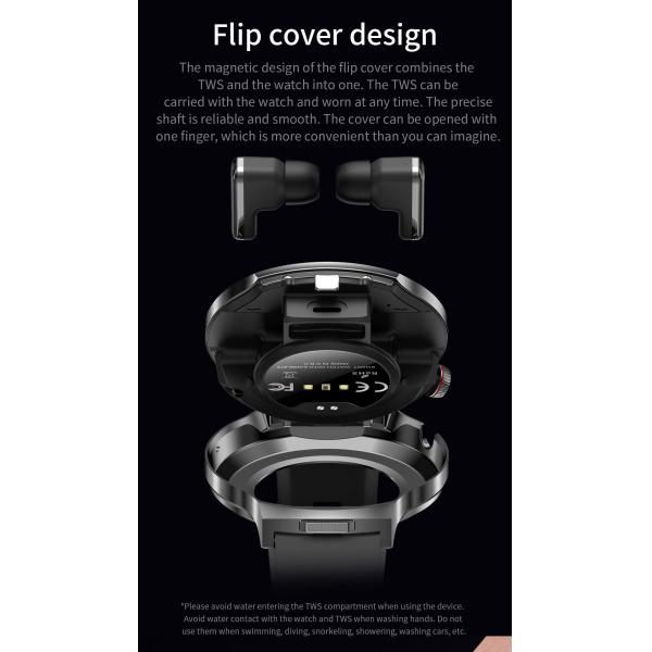 2025 2-in-1 Smart Watch 1.85'' HD Screen IP67 Sports Tracker True Wireless Headphones Fitness