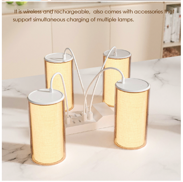 2700K Decorative LED Lamp Dual Color Light Table Lamps Rechargeable With Gravity Sensor And Hook