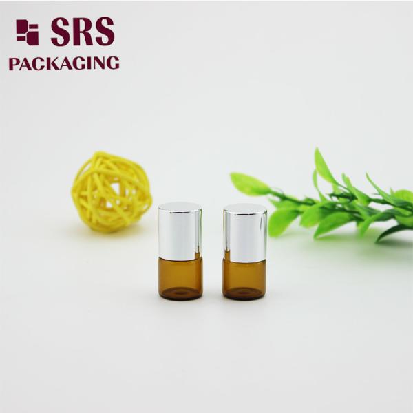 1ml super mini amber glass roll on bottle with steel ball and aluminum cap