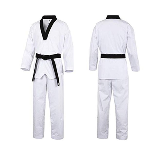 Tenue de Taekwondo rayée WTF en tissu pré-rétréci