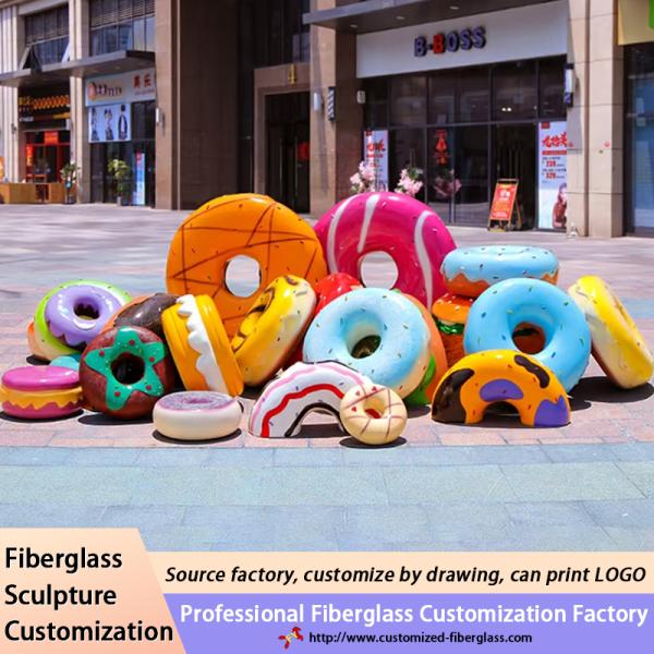 Custom Large Dessert Sculptures Storefront Decor Visual Merchandising Mall Decor Fibreglass Ice Cream Shop Display Statues