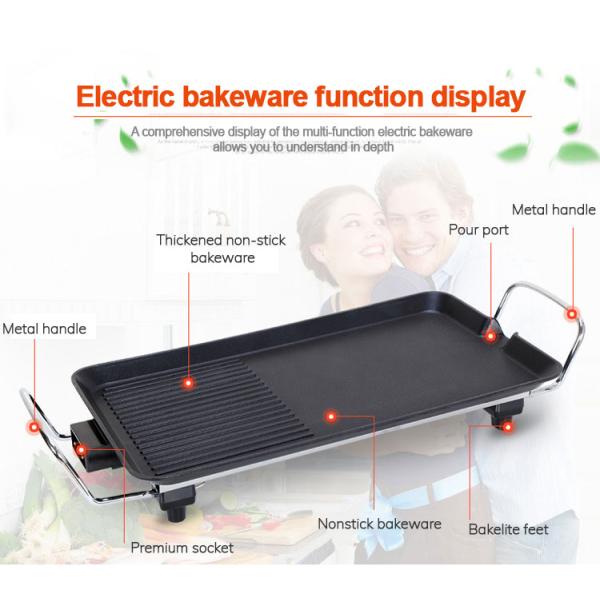 Square 1400 Watt Smoke Free Electric Grill 50-240 Degree
