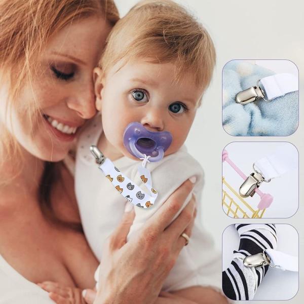Personalized Printable Logo Polyester Ribbon Blank Baby Pacifier Clips For Sublimation Pacifier Clip