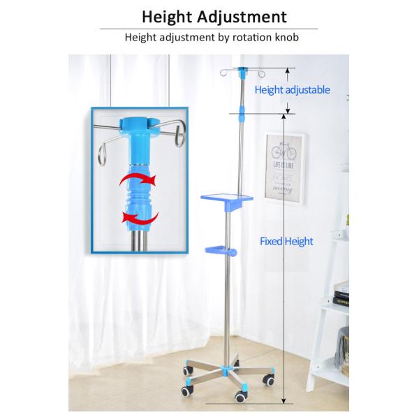 Поляк нержавеющей стали ИВ высоты регулируемый с рицинусами для больницы