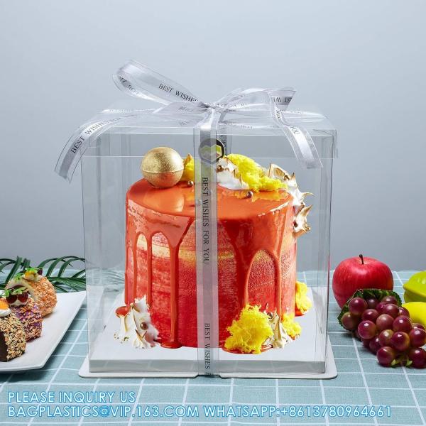 10x10x10Inch Tall Cake Box,5Pack Bakery Boxes For Dessert Bread Pastry,Cake Boxes With Cake Boards,Treat Boxes