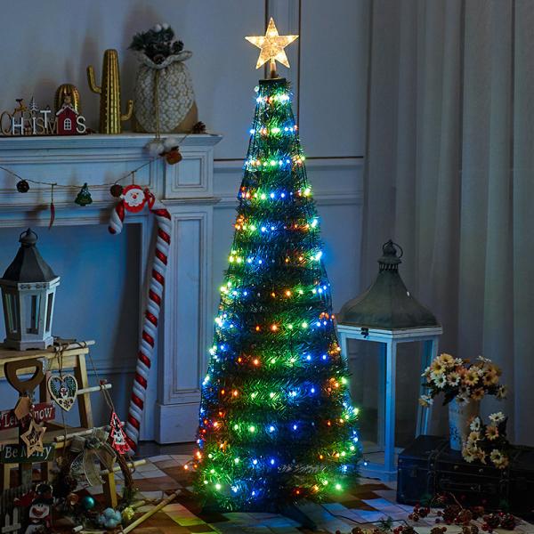 1.2m/1.5m/1.8m Christmas Tree Crystal Pendants Decor LED Light String Festoon Fairy Lights New Year Party Decor Lamp Garland