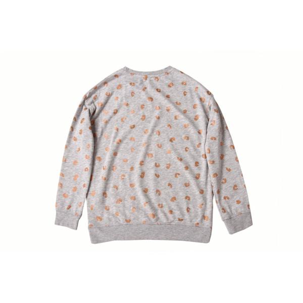 Rose Gold Foil Print Round Neck Quilted Pullover Sweater For Women