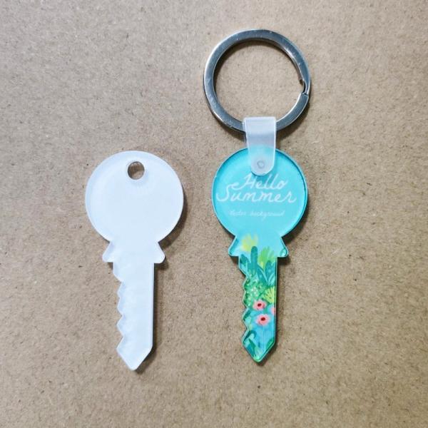Sublimation Blank Key Shape Acrylic Keychain For Sublimation Heat Transfer Printing