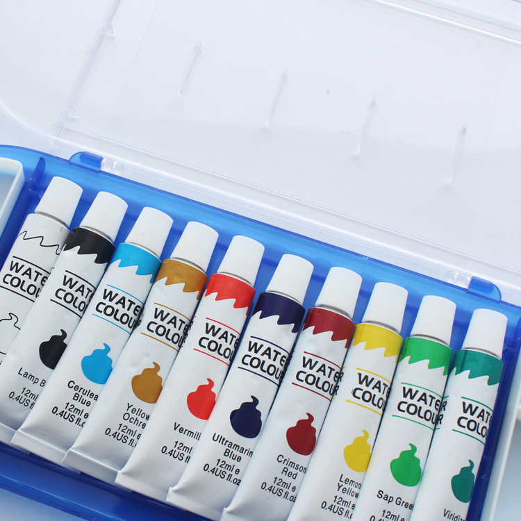 Wholesale custom10 color art painting PP box 12ml watercolor paint