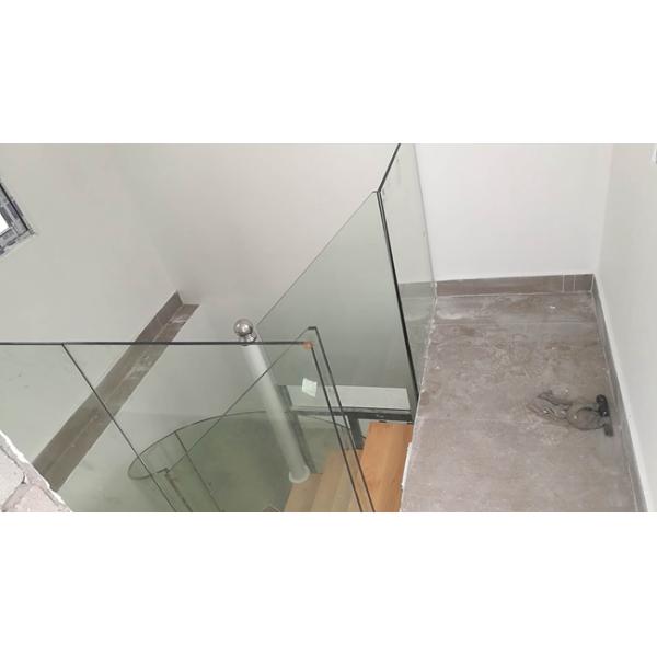 Spiral Staircase VH09S Spiral Stainless Steel Stair Tread Beech Curved Glass Handrail 304 Stainless Steel Railing Glass