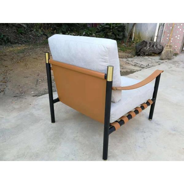 Flou Iko Fiberglass Arm Chair With Tubular Steel Frame / Leather Straps Back