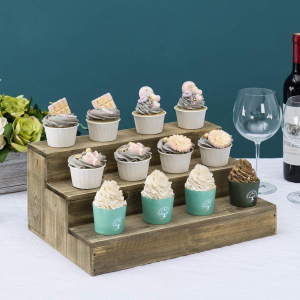 OEM Order Acceptable Wood Dessert Stand Cupcake Riser Display for Special Occasions