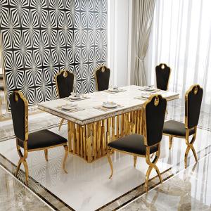 Table à manger de grande taille en marbre de luxe en forme de rectangle