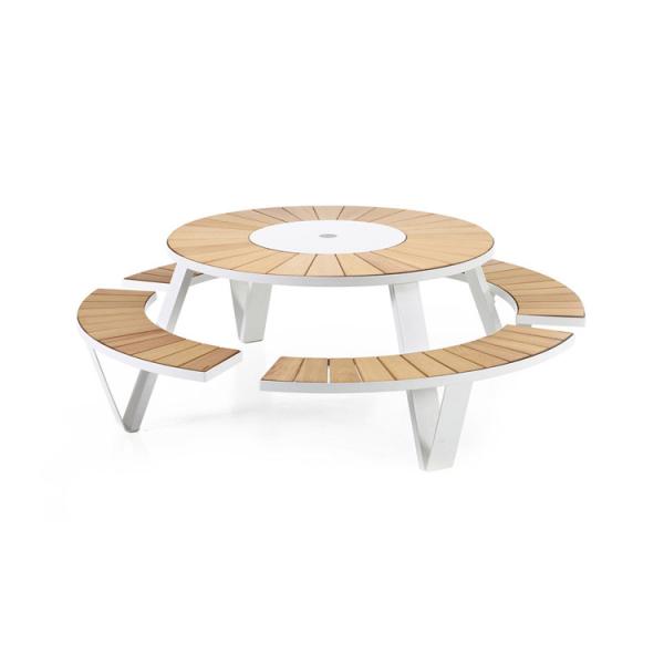 Outdoor Garden Metal One-Piece Table And Bench One Table Two Chairs Long Stool