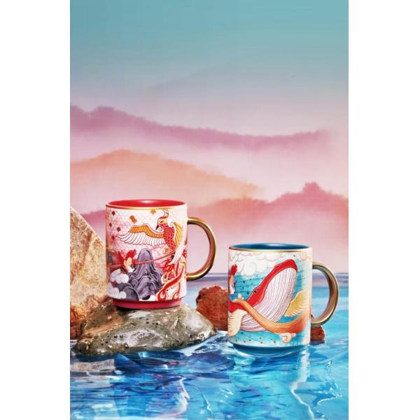 Китайские керамические кружки с наклейкой 11 унций кофе кружка стиль винтажный декаль высокий керамические кружки с ручкой для подарка