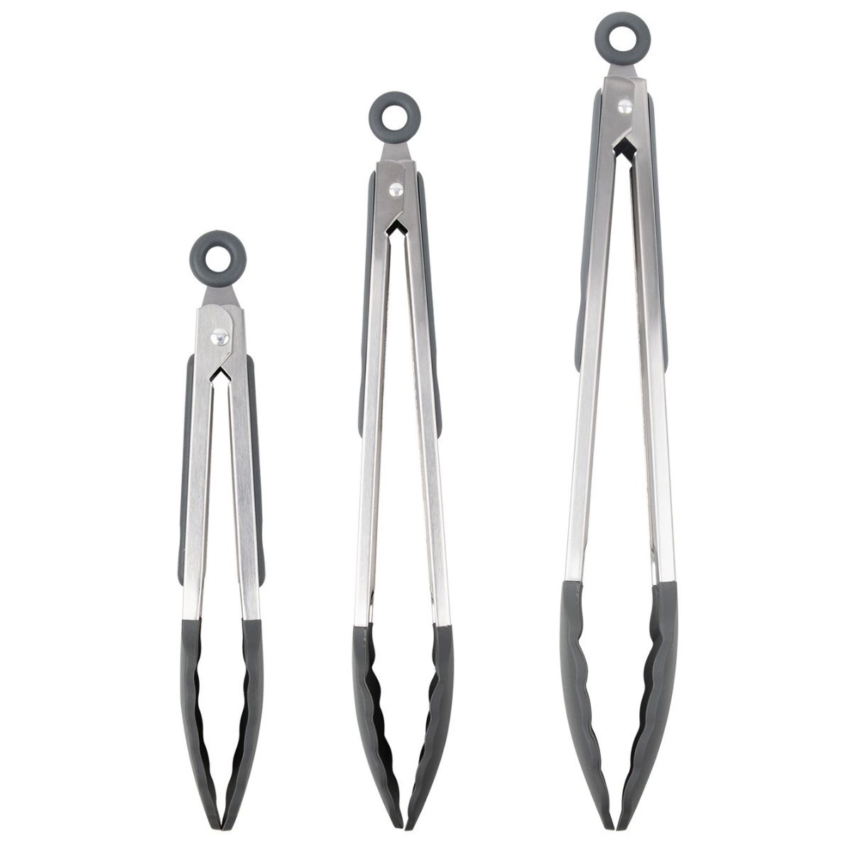 Stainless Steel Bbq Grill Tongs Silicone Grip Locking Tab Kitchenware Tool