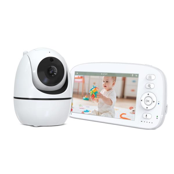 Monitor para bebés de 5 pulgadas con cámara, seguridad para niñeras, visión nocturna, temperatura, cámara de sueño, monitor de video para bebés