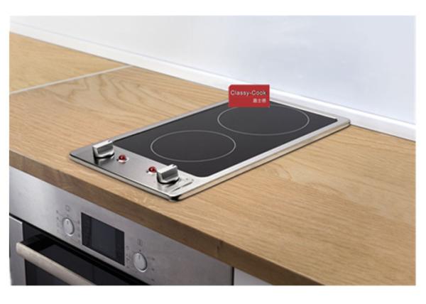 3KW Black Crystal Glass Domino Vitroceramic Hob With Knob Control Child Lock