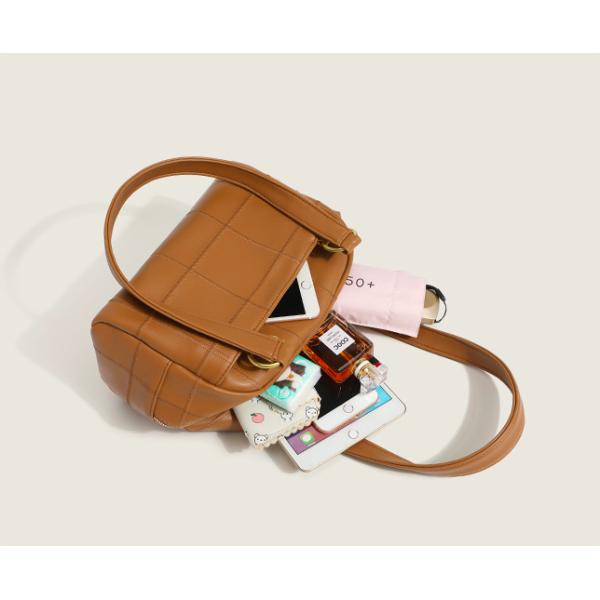 28cm 16cm PU Shoulder Bag Embroidery Thread Checkered Shoulder Bag