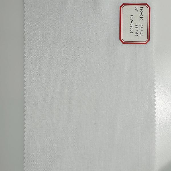 TC 90 Polyester 10 Cotton Fabric 45*45 88*64 Plain Poplin  Fabric