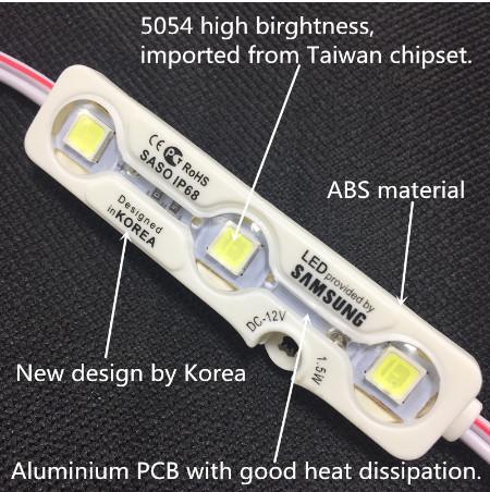 Waterproof 210 - 225lm 5054 LED Module Lights With Lens IP68 CE ROHS Approved