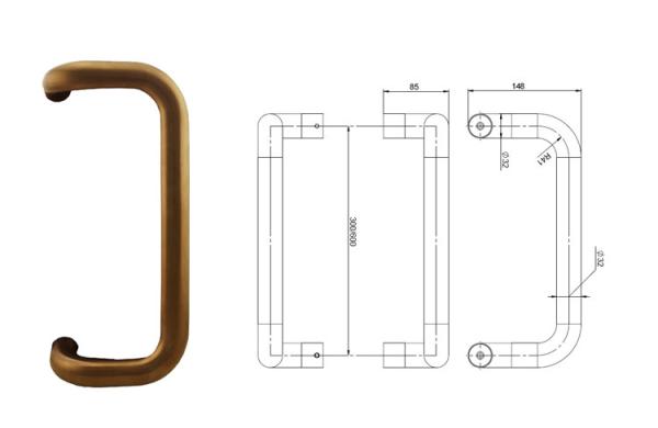 Dark Bronze Offset Pull Handle Double Side Fix D Shape Design OEM For Narrow Stile