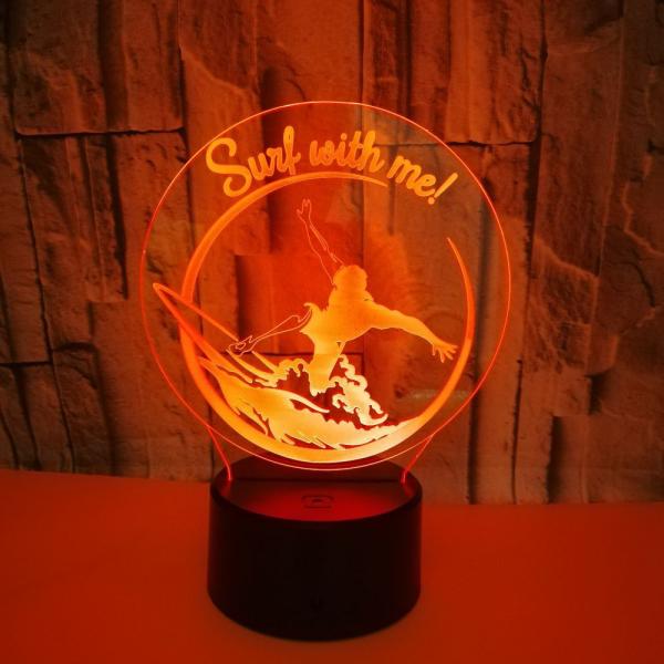 Custom OEM company sports logo pictures surf Waves 3D Night Lights Crack Stereoscopic
